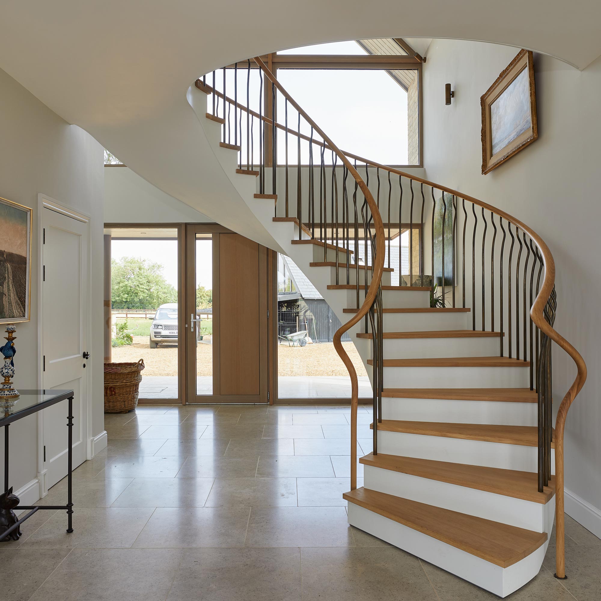 Modern Statement Staircase For New Build Home Hertfordshire Bisca